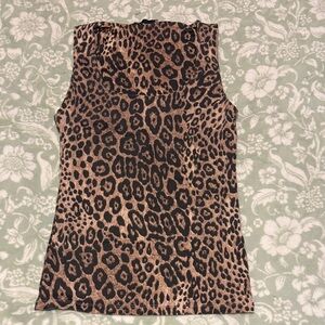 Zara Square Neck Leopard Print Sleeveless Top